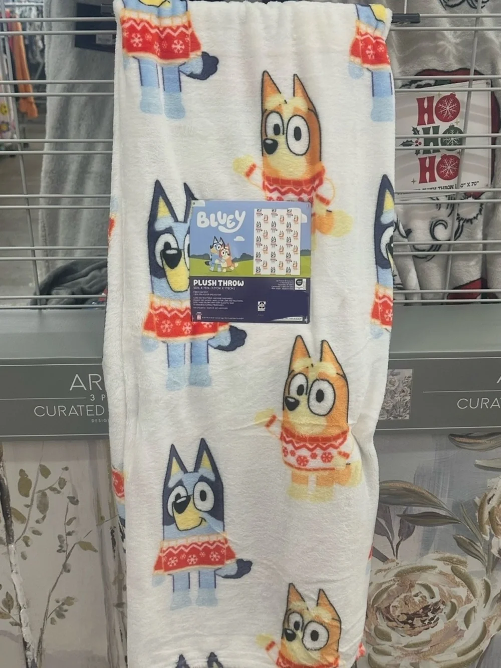 Bluey & Bingo in Christmas Sweaters Plush Throw Blanket
